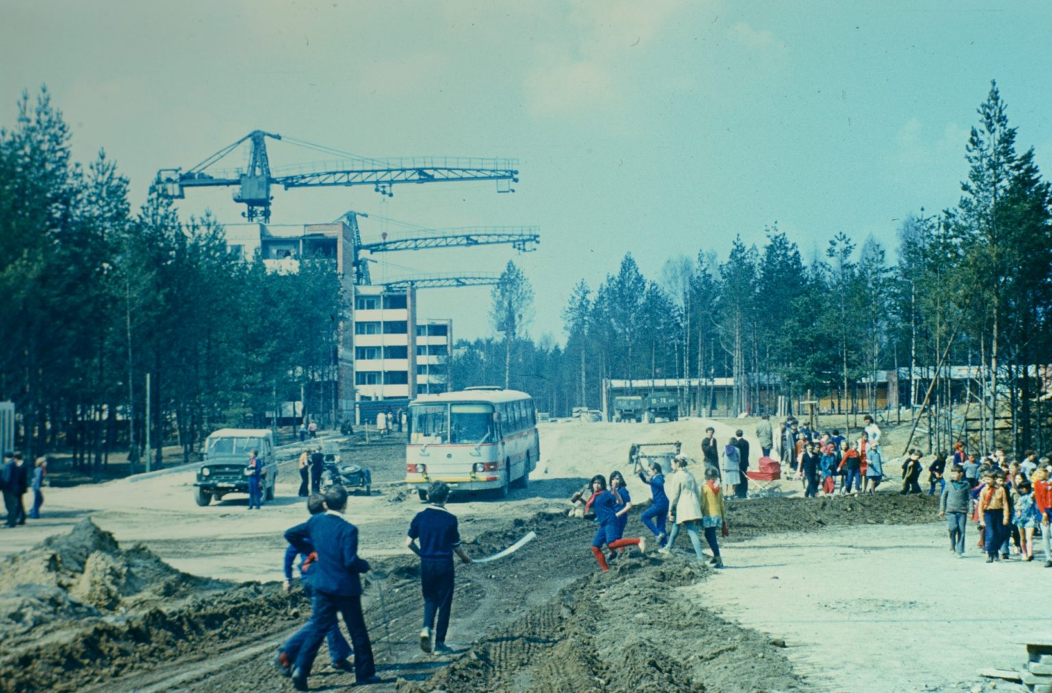Statybos Festivalio gatvėje. 1977 m. Vasilijaus Čiupačenko nuotr.
